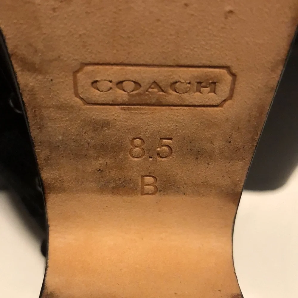Coach Black C Logo Nalina Black Signature Canvas & Leather Chunky Platform Slide